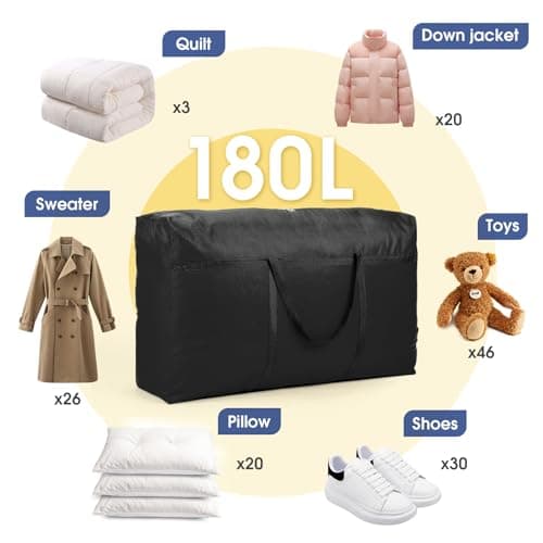 YiMiLiu 180L Extra Large Storage Bag Waterproof Luggage Bag Heavy Duty Moving Bag (black) — view 4
