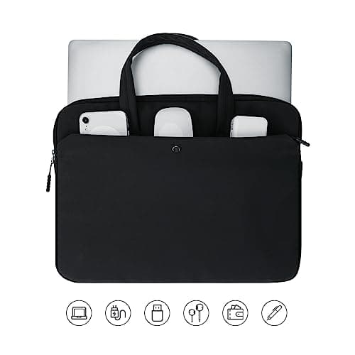 jooeer 13 Inch Laptop Sleeve Case Compatible with MacBook Air Pro M2 M1 13" Chromebook Notebook 13.3", Protective Waterproof Computer Carrying Bag Slim Padded Cover with Handle Pocket, Black — view 4