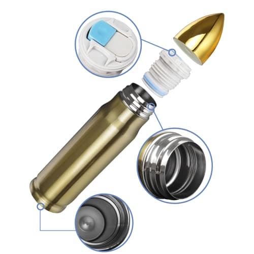 Goetland 304 Stainless Steel 17.6 oz Bullet Water Bottle Bullet Tumbler Cup Vacuum Insulated Tumbler Travel Mug Flask No Logo Dark Copper — view 4