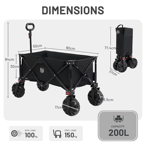 TIMBER RIDGE Festival Trolley on Wheels 200L Folding Beach Trolley Cart — view 6