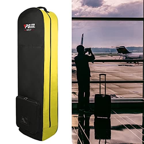 Colcolo Bag Cover with Wheels for Men, Heavy Duty Golf Bag cover, Lightweight Nylon Cloth Case Boxes Men Carry, Yellow — view 2