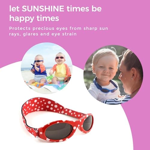 Banz Bubzee Baby Sunglasses - Wrap Around Newborn & Toddler Sunglasses 0-24 Months, 100% UV Eye Protection - Shatter-Resitant Flexible Frame with Strap - Baby Travel, Beach & Holiday Essentials — view 5