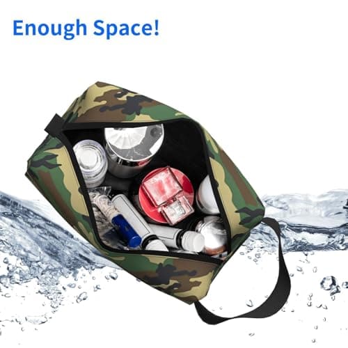 Green Military Camo Print Storage Bag - Toiletry Shaving Dopp Kit, Travel Cosmetic Bags, Packing Organizer, Portable Pouch — view 5