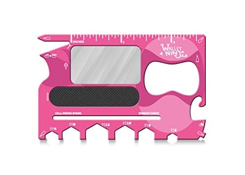 Wallet Ninja 2.0 (Advanced 20-in-1 Multitool, Now with Mirror + Nail File) (Pink)