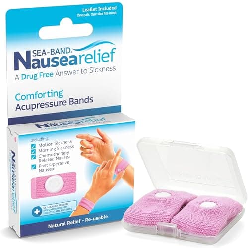 Sea-Band Pink Adult Travel & Motion Sickness Acupressure Wristband, 1 Pair