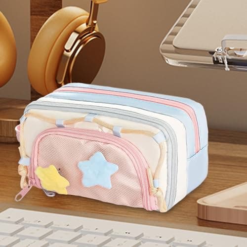 Portable Multi-Layer Pencil Case Organizer, Portable Design, 21x11x7.5cm, Stationery Pouch, Cute Pencil Case, Holds Multiple Stationery Tools, for Kids, Students, Girls — view 6