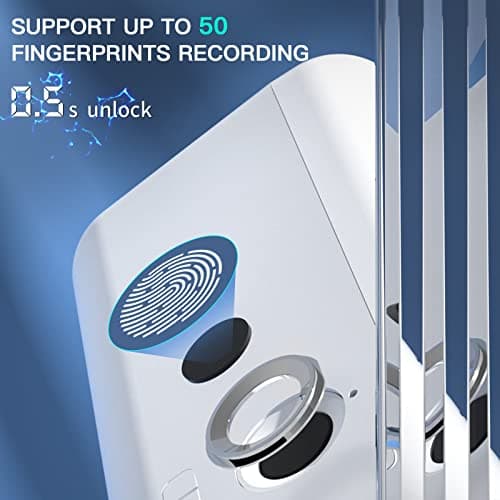 AICase Biometric Fingerprint Storage Box, Portable Cash Jewelry Security Case Lock Box Safe,Combination Lock for Car, Home,Office Travel (white-small) — view 3
