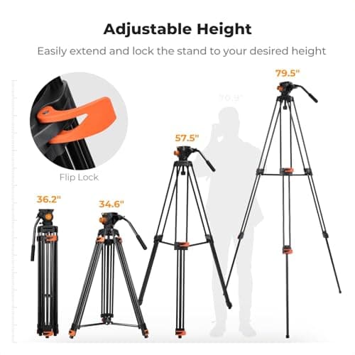 K&F CONCEPT 80"/202cm Video Tripod with Fluid Head — view 2
