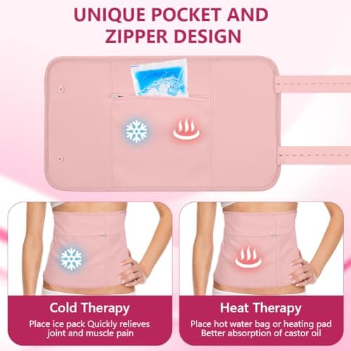 AOOWU Castor Oil Pack, Reusable Castor Oil Pack Wrap Kit, Organic Castor Oil Compression Wrap for Liver Detox with Storage Bag, Castor Oil Wrap Machine Washable Anti Oil Leak (Oil Not Included) — view 4