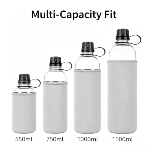 2-Pack Insulated Water Bottle Thermal Sleeve Cover for 550ml/750ml/1000ml/1500ml Bottles – Stretchable Scuba Fabric, Scratch & Resistant, for Camping, Hiking, Travel(550ML Grey) — view 6
