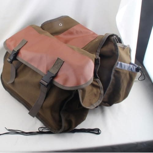 TDCuizent Canvas and Leather Rear Rack Bike Bag with Vintage Style Large Capacity Saddle Bag for Commuting and Travel Multiple Compartments for Gear and Groceries (Camel) — view 6