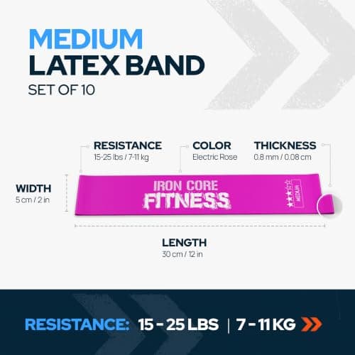 10-Pack Set Medium Resistance Booty Bands – Latex Mini Loop Bands for Workout, Glutes, Legs & Physical Therapy – Small Exercise Band in Bulk for Women and Men – Ideal for Gyms, Studios, and Trainers — view 5