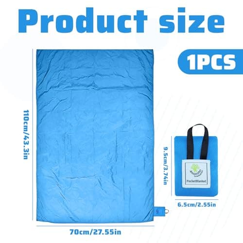 Heyung Mini Pocket Picnic Blanket,Lightweight Small Picnic Blanket,70 x 110cm Sandproof Beach Mat,Waterproof Foldable Thin Ground Sheet for Outdoors Camping Hiking Travel(Blue) — view 2