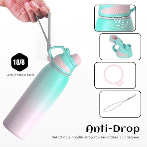 Fjbottle Insulated Water Bottle 1L Magnetic Lid Stainless Steel — view 3