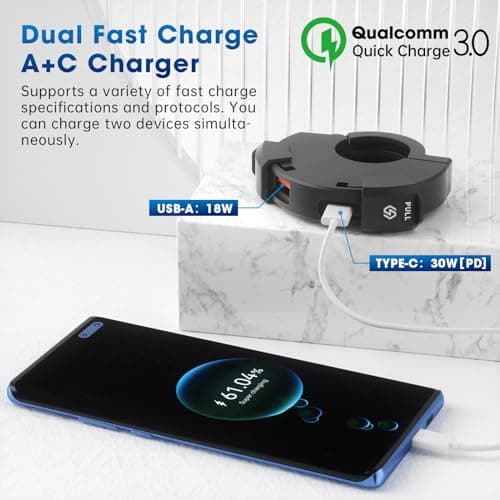 Thlevel USB Socket Motorcycle USB Charger Socket 12V USB C Motorbike 48W — view 3