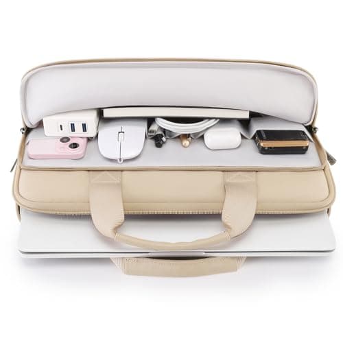 DOMISO 16 inch Water-Resistant Laptop Sleeve Bag Carrying Case with Handle for 16" Dell/HP Pavilion Envy/ThinkPad IdeaPad/ASUS Vivobook,Beige — view 6