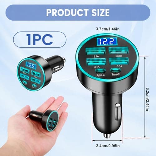 Car USB 6 in 1 45W Super fast Charger, 12-24V in Car Chargers Cigarette — view 6