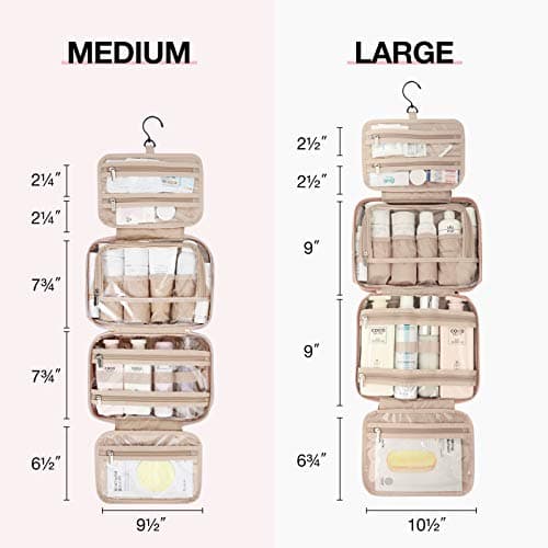BAGSMART Toiletry Bag Hanging Travel Makeup Organizer with TSA Approved Transparent Cosmetic Bag Makeup Bag for Full Sized Toiletries, Large-Pink — view 3