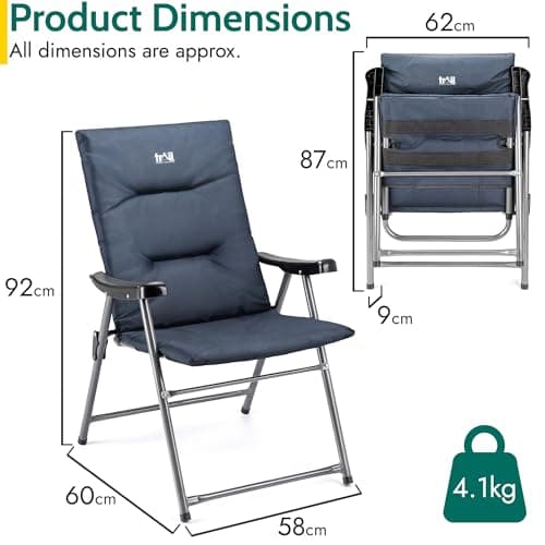 Trail Monarch Fold Flat Camping Chair, Navy Blue — view 3