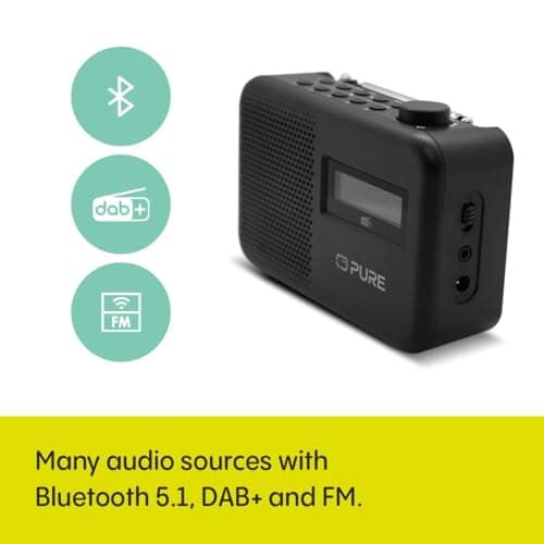 Pure Elan One2 portable DAB+/FM radio with Bluetooth 5.1 (LCD display, 10 preset buttons, can run with 4xAA batteries) Charcoal Black — view 3
