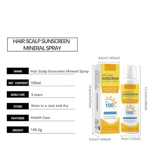 SPF100 Scalp Sunscreen Spray, Non-Greasy UV Shield Mist For Hair Protection — view 2