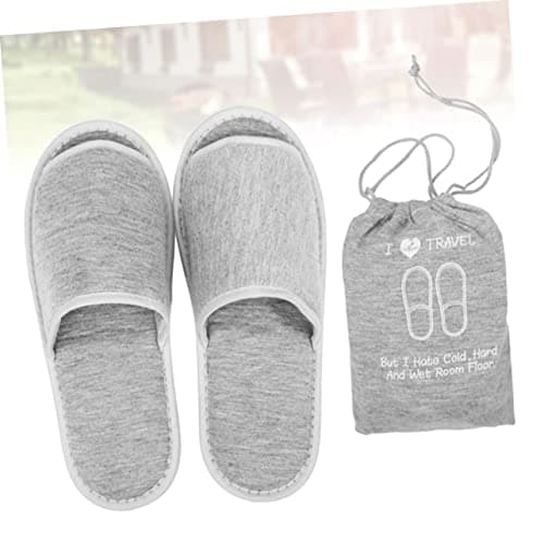 Healvian Portable Travel Slippers Lightweight Foldable Open Toe Sandals with Soft Knitted Upper Waterproof Sole for Home Hotel Use with Drawstring Bag — view 5
