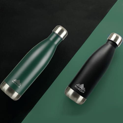 Mont-Clair H2O Stainless Steel Water Bottle, Vacuum Insulated - BPA Free, 12h Hot & 24h Cold Drinks, Metal Water Bottle 500ML Leakproof, Ideal for Adult, Kids, Running - Dark Green — view 4