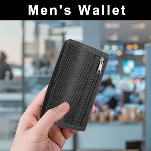 Slim Wallets for Men UK, Thin Compact Travel Small Coin Purse with Carbon Fiber, RFID Blocking Minimalist Front Pocket Wallets for Men, Holds Up to 6 Cards and Cash with Zipper, Gifts for Fathers — view 6