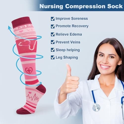 DRESHOW 4 Pairs Compression Socks For Women&Men Circulation Best Support for Athletic Running Cycling Travel — view 4