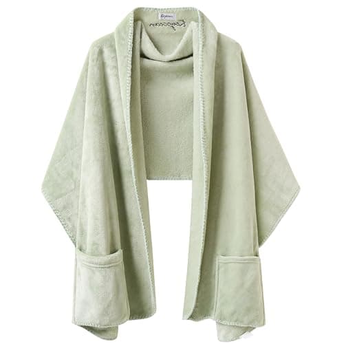 Keyocean Fleece Wrap Shawl with Large Pockets Warm Blanket for Women Man