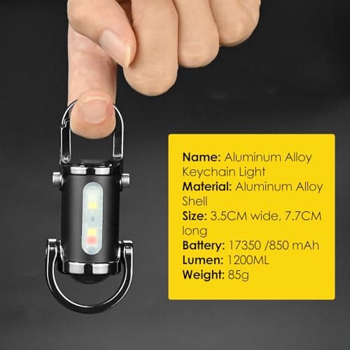 1200lm Super Bright Mini Keychain Flashlight Waterproof - Rechargeable LED Keychain Torch, Aluminum Alloy Version Keychain Flashlight, Compact & Portable Torch for Camping, Hiking, Emergency (Black) — view 2