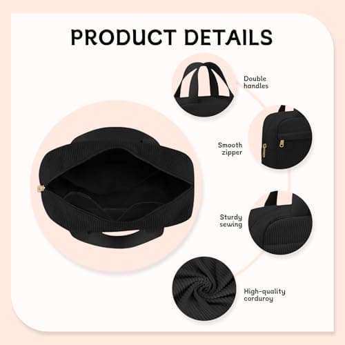 Aucuu Corduroy Toiletry Bag, Toiletry Bags for Women, Travel Wash Bag, Multifunctional Travel Makeup Bags with Handle, Portable Corduroy Cosmetic B-ag, Cosmetic B-ag for Women Girls — view 4