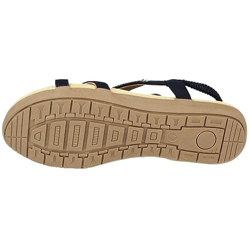 Jo & Joe Ladies Faux Leather Peep Open Toe Sling Back T-Bar Dimante Flat Flip Flop Sandals Size 3-8 (UK 5, Navy) — view 6