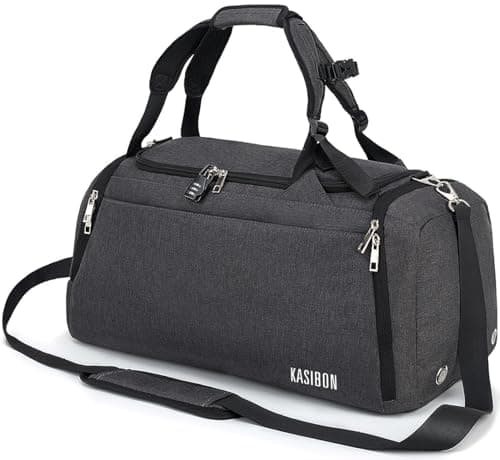 42L Waterproof Gym Bag with Shoes Compartment, Weekend Bag with Wet Pocket