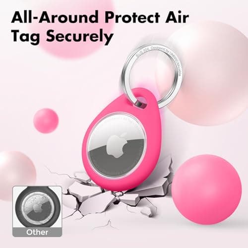 UNBREAKcable 360° Protective Case for AirTag (1st & 2nd Generation) [4 Pack], TPU Full Cover Keyring Holder with 304 Stainless Steel Keychain, Scratch-Resistant Design for Keys, Bags, Luggage — view 3