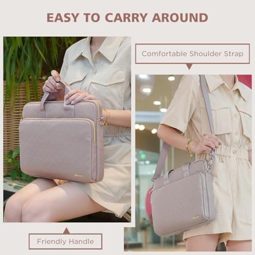 KIZUNA Laptop Sleeve Case 15.6 Inch Shoulder Bag Computer Handbag for MacBook Air 15 M2/MacBook Pro M1 M2 Max/16 Lenovo Legion Slim 5i Gen 8/16" IdeaPad Slim 5/Gaming 3i/HP Envy x360 15,Khaki — view 2
