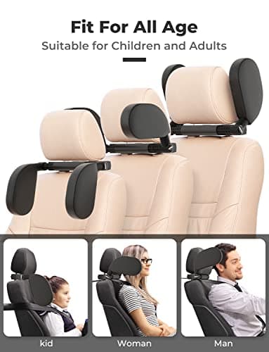Oasser Car Seat Headrest Pillow, Detachable and Adjustable Double Sided Support Head and Neck for Adult and Kids, Easy to Install, Suitable for Front Passenger Seat and Rear Seat CA1 (Black) — view 4