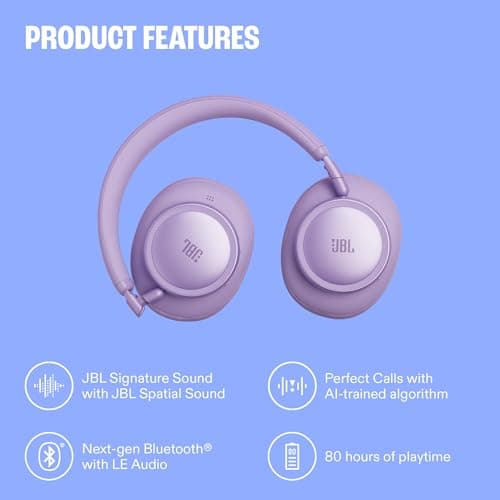 JBL Live 780NC Wireless Over‑Ear Noise Cancelling Headphones, Black — view 6