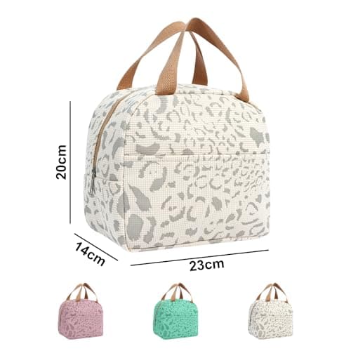Hittriu Insulated Lunch Cool Bag for Men Women with Cutlery Storage Pouch, Large-Capacity Water-Ink Pattern Insulated Lunch Bag with Leak-Proof Liner, for Work, School, Picnic and Travel (Beige) — view 3