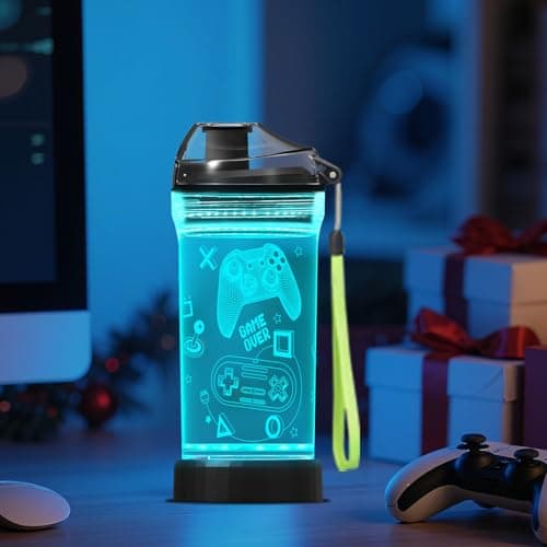 Lightzz Kids Water Bottle with 3D Glowing Game Console LED Light - Tritan BPA Free - Travel Cup Gift for Back to School Girl Boy Child Holiday Camping Picnic - 14 Oz — view 5