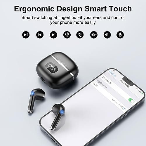POMUIC Bluetooth Headphones, Wireless Earbuds with ENC Noise Cancelling Mic — view 5