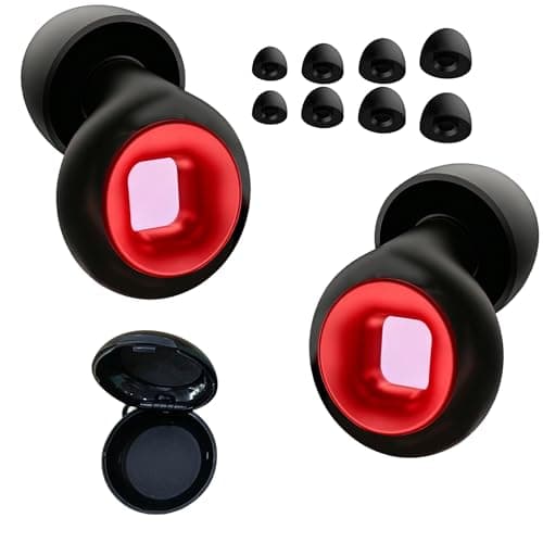 Noise Reduction Earplugs 33db, 2 Pcs Motorcycle Ear Plugs, Wind Noise Motorbike Earplugs for Sleeping,Concerts,Motorcycle,Focus Work & Travel – Includes 3 Sizes for All Ears (Black and Red)