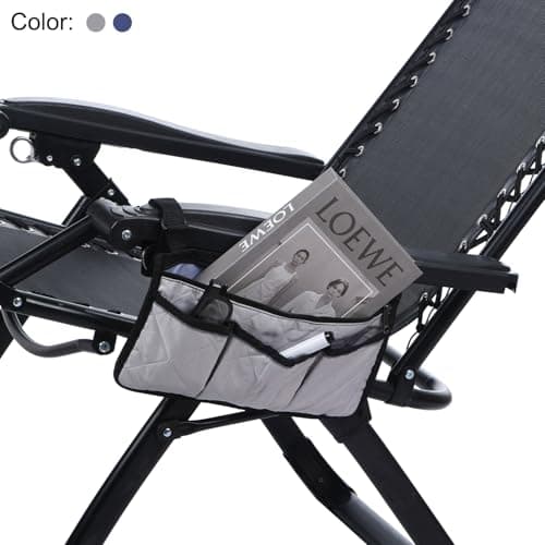 PATIKIL Beach Chair Armrest Bag, Waterproof Beach Chair Hanging Storage Pouch Arm Rest Magazine Snack Bag with 4 Pockets for Camping Outdoor, Teal Blue — view 6