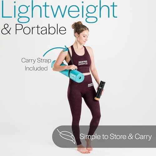 Core Balance Yoga Mat With Strap 6mm Thick Non Slip Foam For Home Exercise (Teal) — view 4