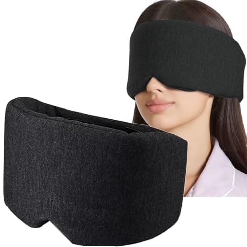 Uitee Eye Mask Blackout Cotton Blend Black Blindfold for Sleeping Travel