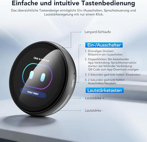 Digital Badge AI Companion, Wearable Language Translator Device for 60 Languages, Real-Time LCD Subtitles, HD Touchscreen, Bluetooth 6.0, Voice Assistant, Portable E-Badge for Travel & Business — view 6