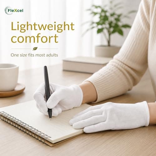 FleXcel Skin Sensitive Cotton Fibre White Eczema Gloves 1 Pair (2 Gloves) — view 2