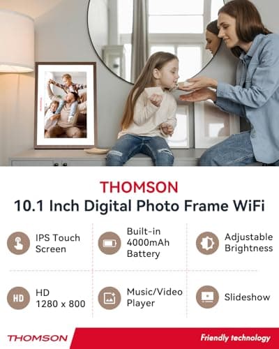 THOMSON Digital Photo Frame, 10.1 Inch WiFi Digital Picture Frame, Built-in Battery, 1280 x 800 HD IPS Touch Screen, 32 GB Memory, Automatic Rotation, Weather, Share Pictures, Music and Videos — view 4