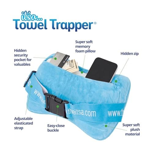 ITSA Towel Trapper – Memory Foam Beach & Travel Pillow with Neck Support (Dolphin Grey) — view 4