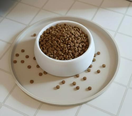 Pet Feeding Mat 20.3 cm, Arespark Pet Silicone Food Mat, Set of 2 Nonslip Waterproof Feeding Bowl Mat with Raised Edges for Food and Water Prevent Spills, for Dog Cat Puppy Kitten — view 3